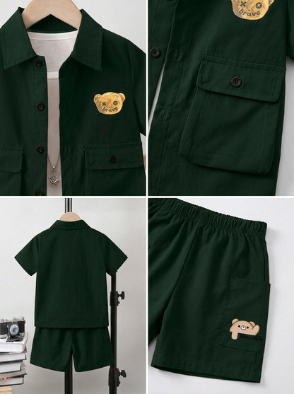 Kids Premium Micro Stretch Co-Ord Set – Green Summer Outfit for Boys & Girls
