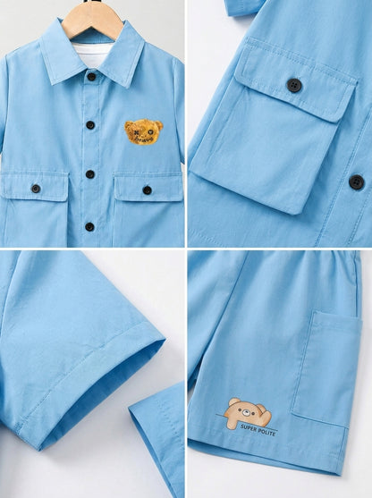 Kids Premium Micro Stretch Co-Ord Set – Light Sky Summer Outfit for Boys & Girls