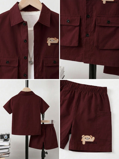 Kids Premium Micro Stretch Co-Ord Set – Maroon  Summer Outfit for Boys & Girls