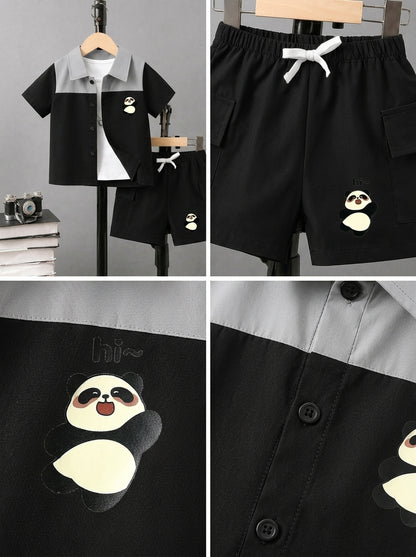Kids Premium Micro Stretch Co-Ord Set – Black & Silver  Summer Outfit for Boys & Girls