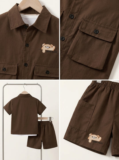 Kids Premium Micro Stretch Co-Ord Set – Chocolate Brown Summer Outfit for Boys & Girls