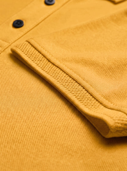 Mustard Premium Cotton PK Polo Shirt Jacquard Rib & Collar