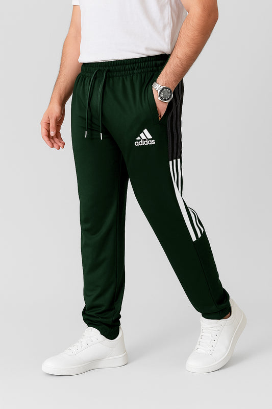 Premium Green 2 Striped  Net Men's 4 way Stretch-able Lycra  Trouser