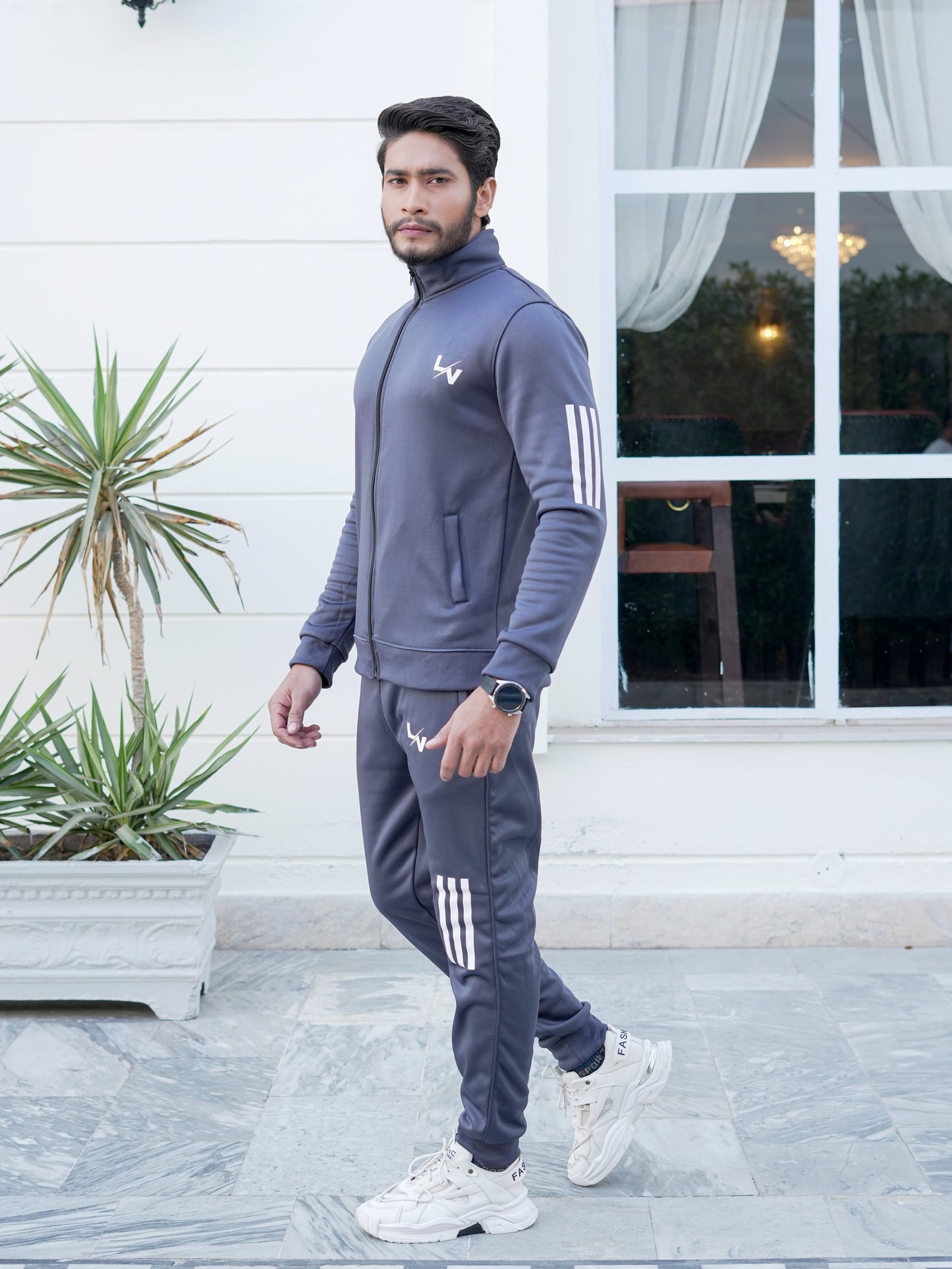 LV UNISEX  TRENDY GRAY LINING TRACKSUIT LVT#03