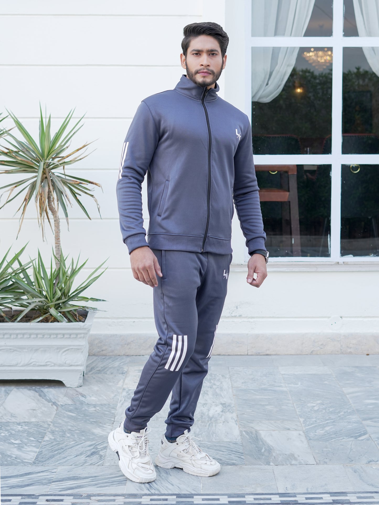LV UNISEX  TRENDY GRAY LINING TRACKSUIT LVT#03