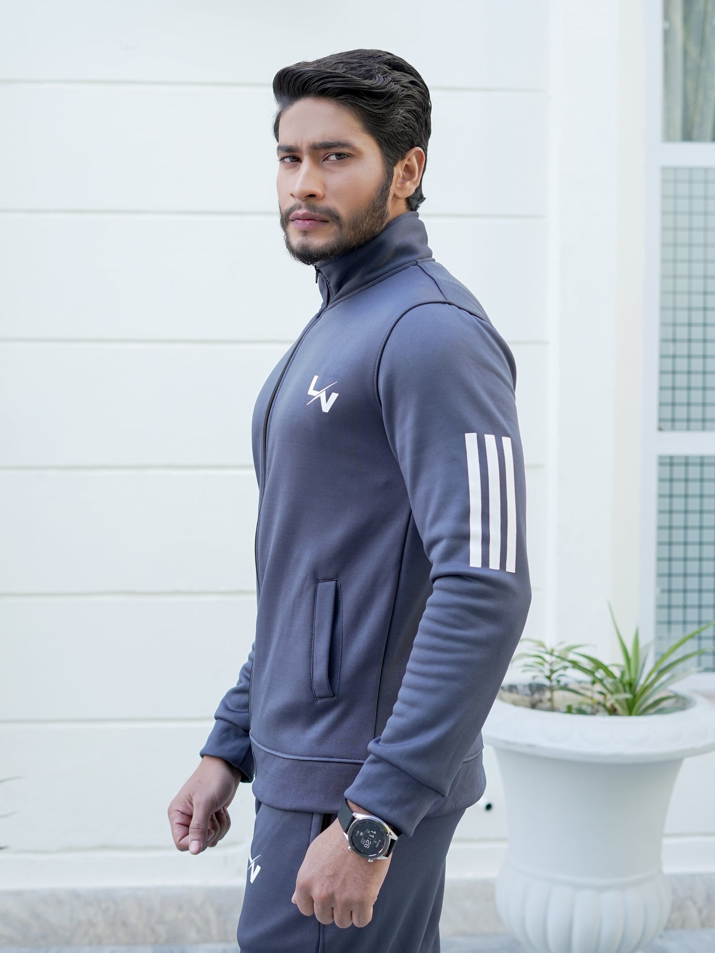 LV UNISEX  TRENDY GRAY LINING TRACKSUIT LVT#03