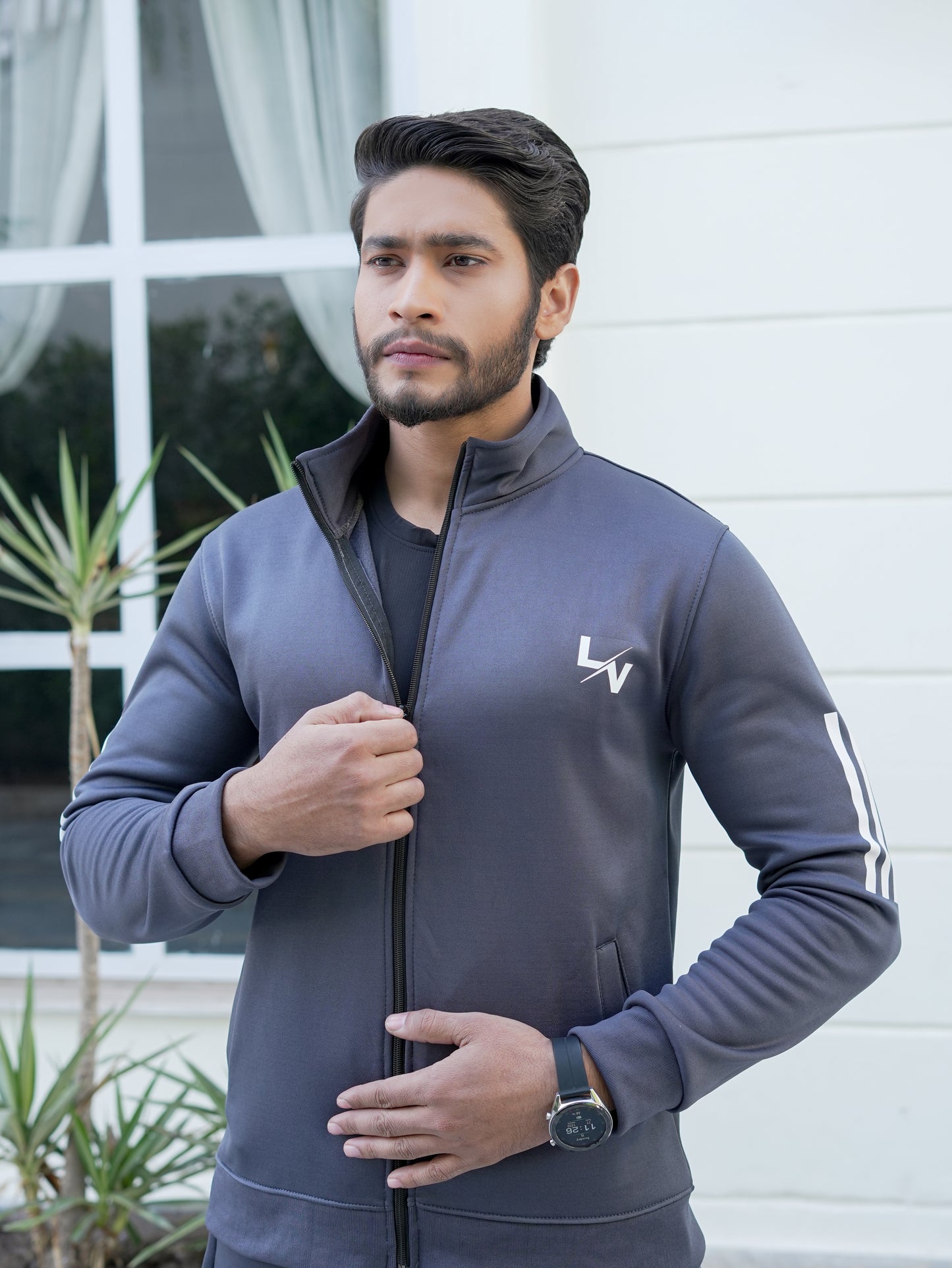 LV UNISEX  TRENDY GRAY LINING TRACKSUIT LVT#03
