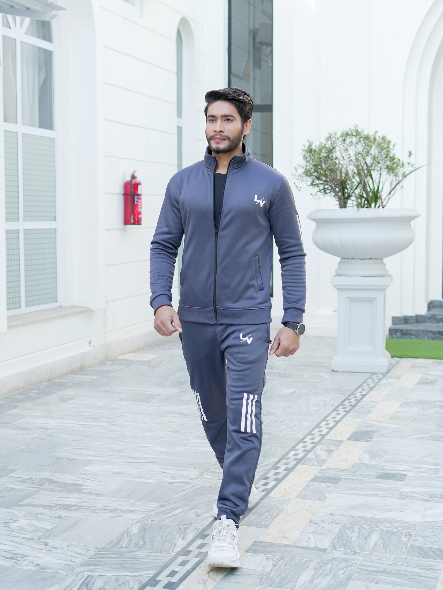 LV UNISEX  TRENDY GRAY LINING TRACKSUIT LVT#03