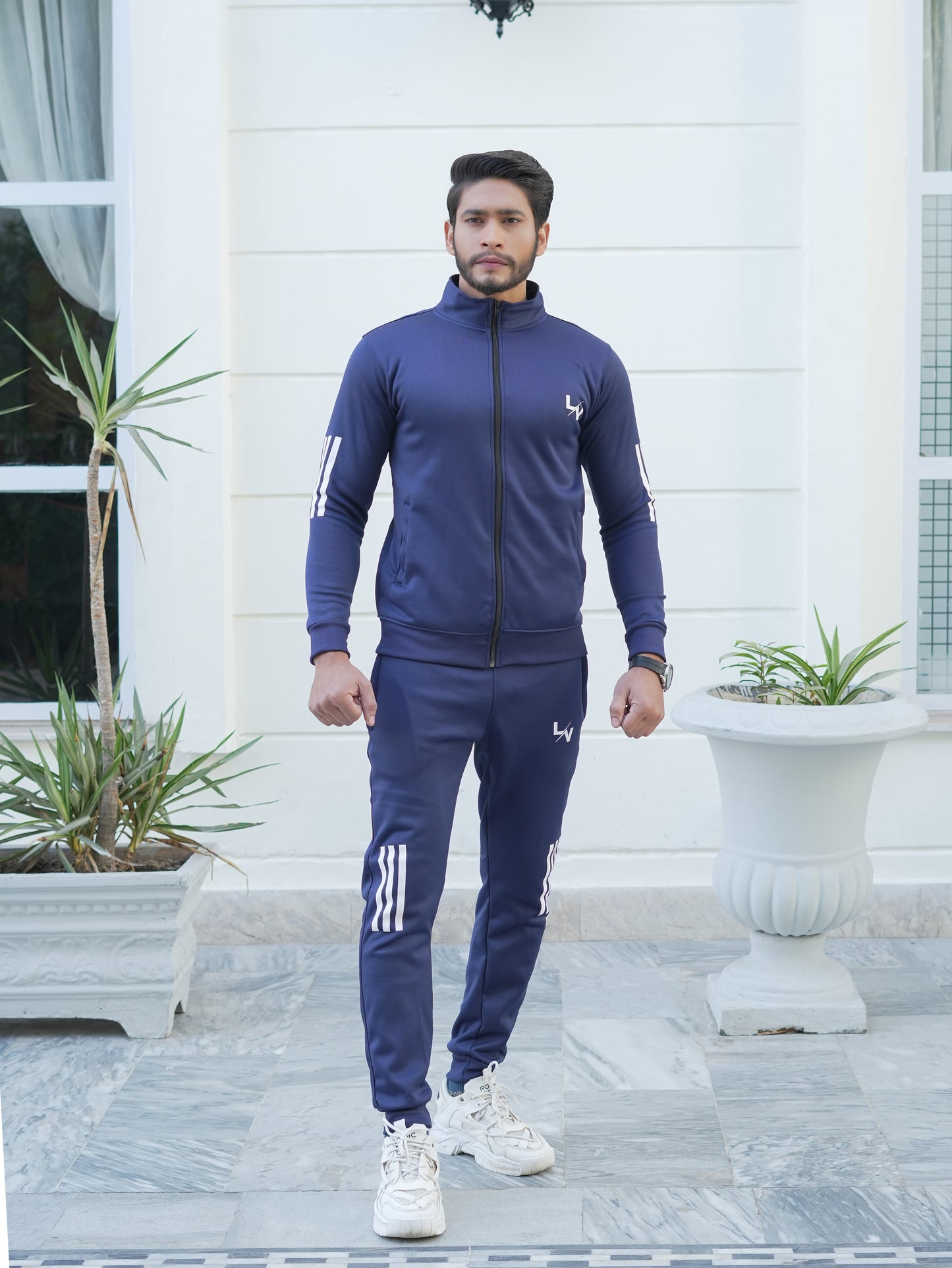 LV UNISEX TRENDY BLUE LINING TRACKSUIT LVT#04