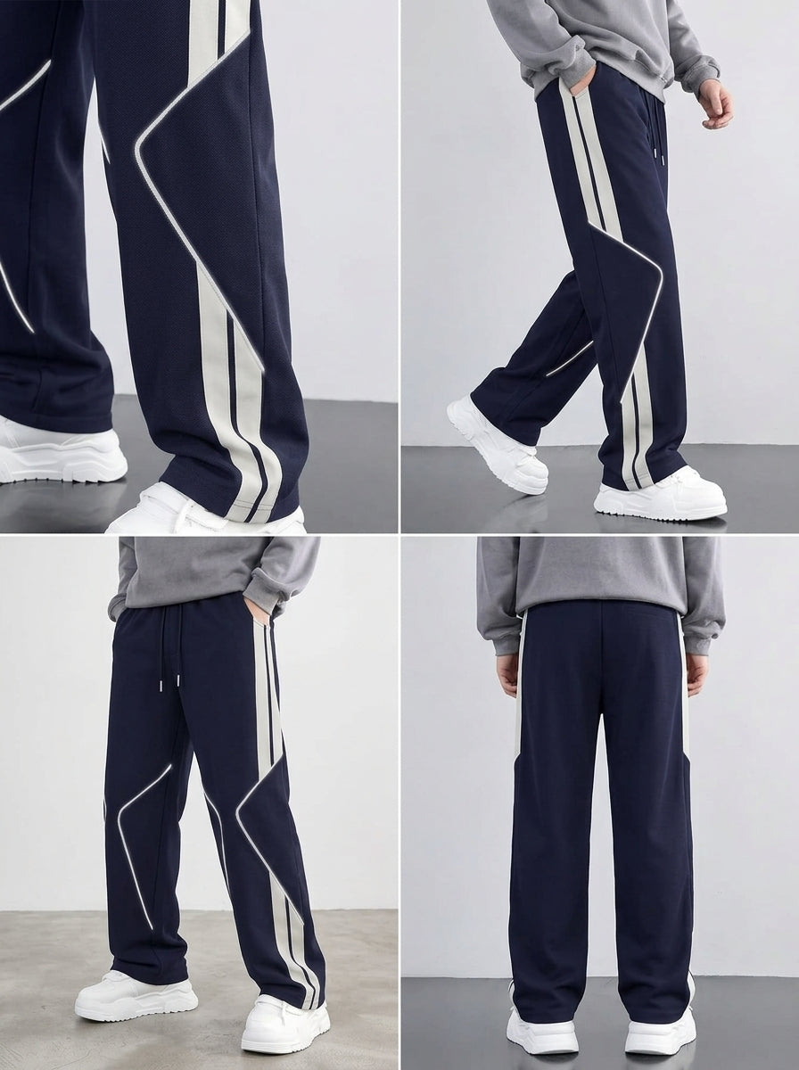 Premium Baggy Blue Micro Stretch Trouser With Silver Piping Edition