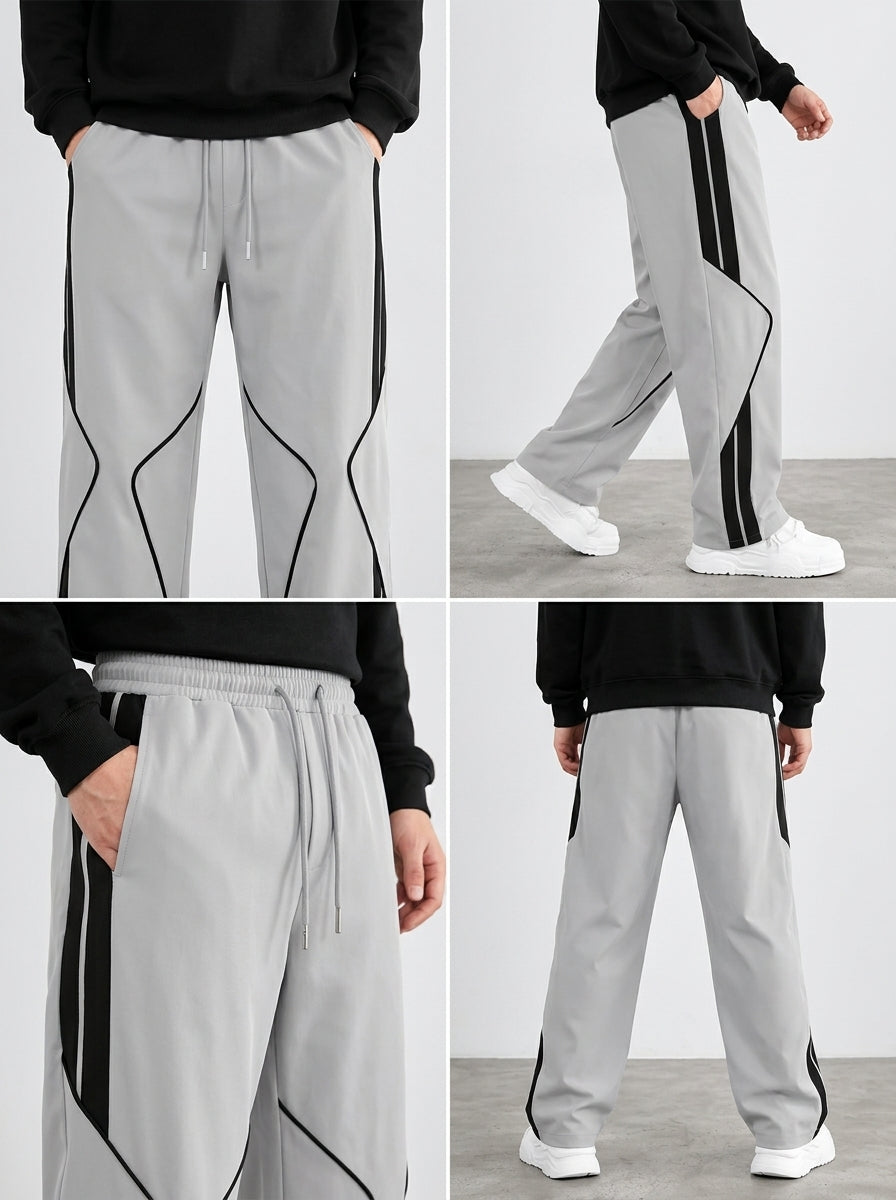 Premium Baggy Silver Micro Stretch Trouser With Black Piping Edition