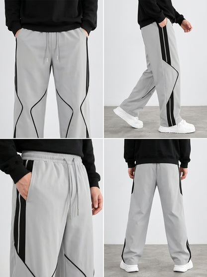 Premium Baggy Silver Micro Stretch Trouser With Black Piping Edition
