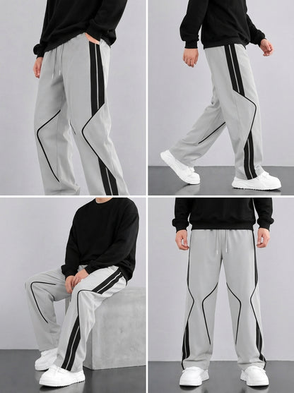 Premium Baggy Silver Micro Stretch Trouser With Black Piping Edition