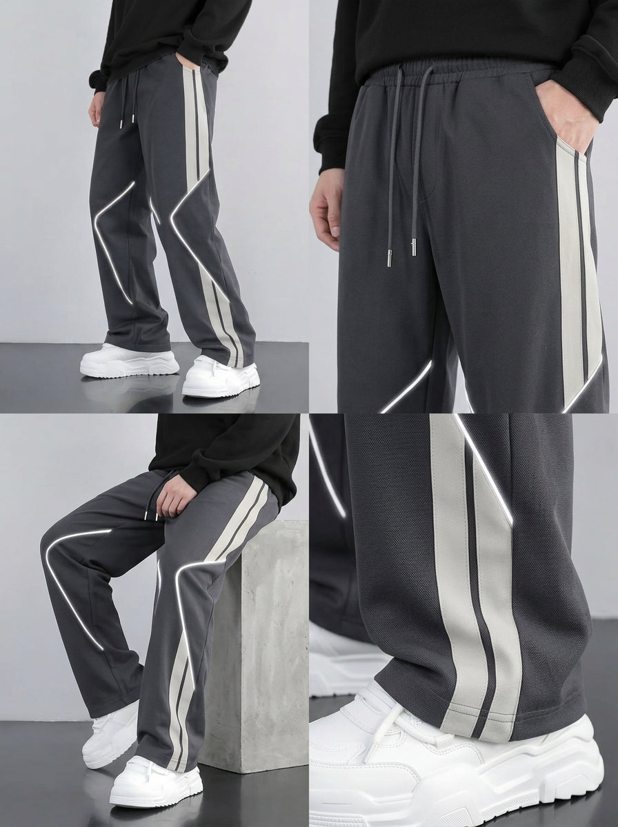 Premium Baggy Gray Micro Stretch Trouser With Silver Piping Edition