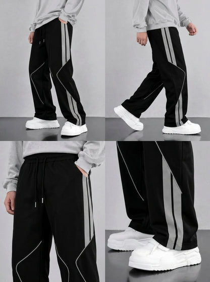 Premium Baggy  Black Micro Stretch Trouser With Silver Piping Edition