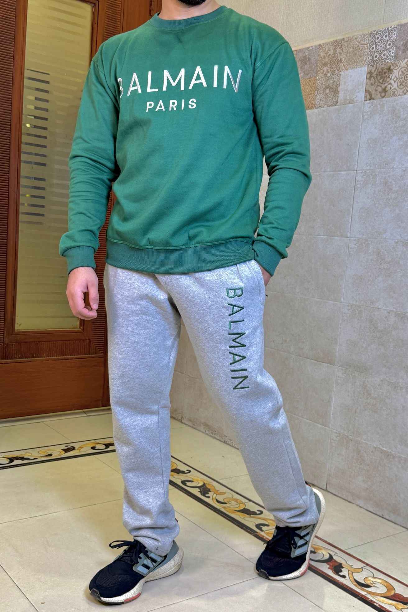 Balmn Paris Elite Green Imported Cotton Fleece Tracksuit (Male & Female )