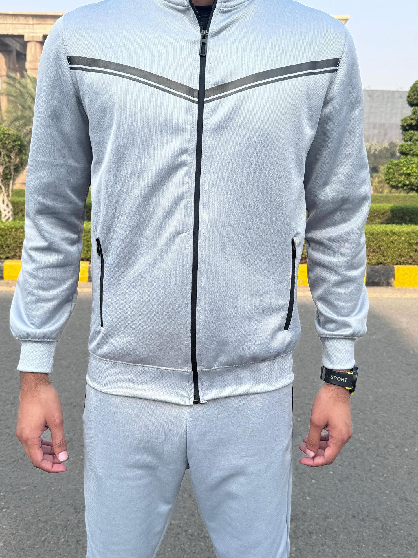 LV UNISEX SILVER TRENDY ARM ZIPPED TRACKSUIT LVT#02
