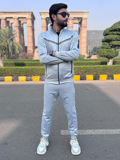 LV UNISEX SILVER TRENDY ARM ZIPPED TRACKSUIT LVT#02