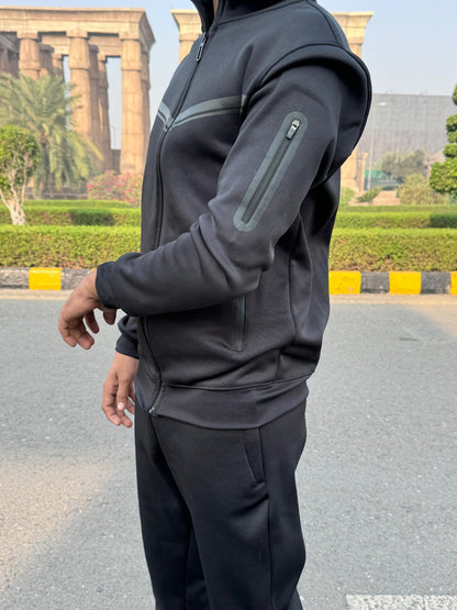 LV UNISEX BLACK TRENDY ARM ZIPPED TRACKSUIT LVT#01
