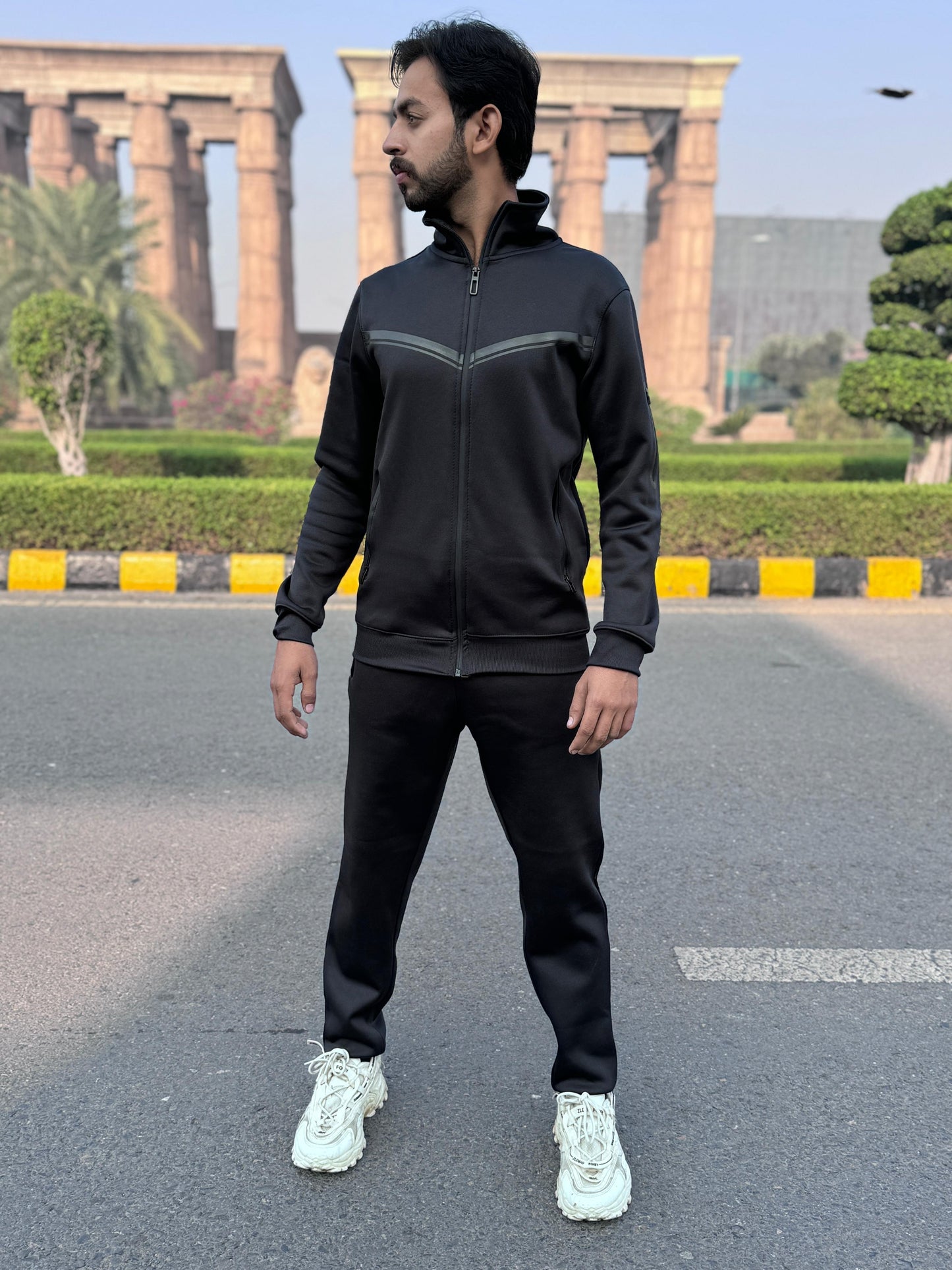 LV UNISEX BLACK TRENDY ARM ZIPPED TRACKSUIT LVT#01