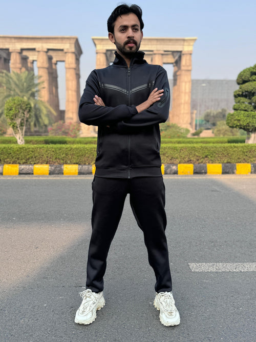 LV UNISEX BLACK TRENDY ARM ZIPPED TRACKSUIT LVT#01
