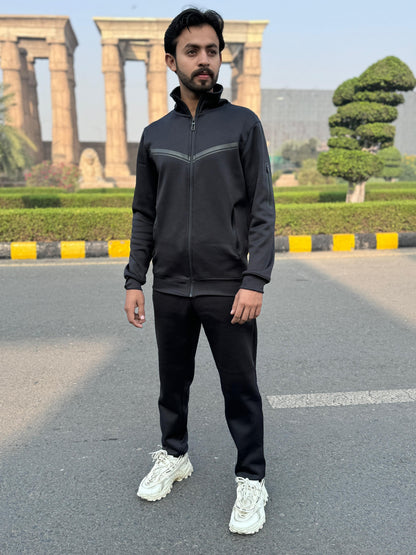 LV UNISEX BLACK TRENDY ARM ZIPPED TRACKSUIT LVT#01
