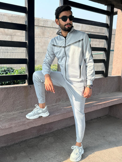 LV UNISEX SILVER TRENDY ARM ZIPPED TRACKSUIT LVT#02