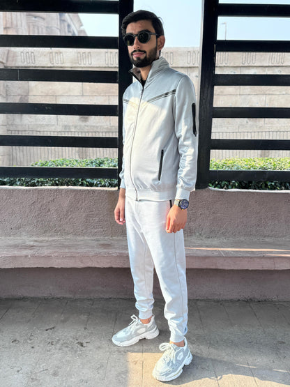LV UNISEX SILVER TRENDY ARM ZIPPED TRACKSUIT LVT#02