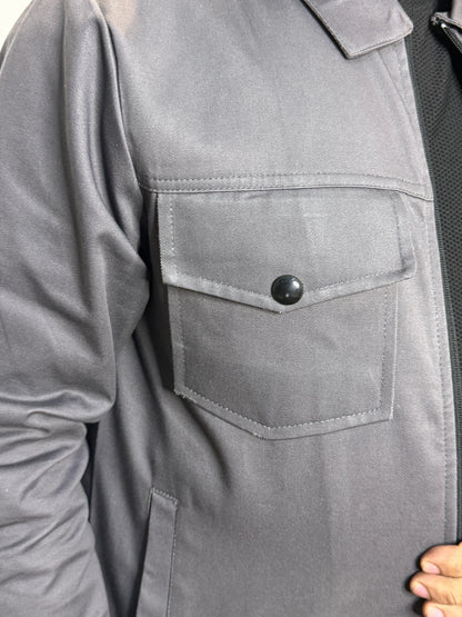 LV Men's  Premium Full Sleeves Cotton Jeans Gray Jacket LV#FCJ02