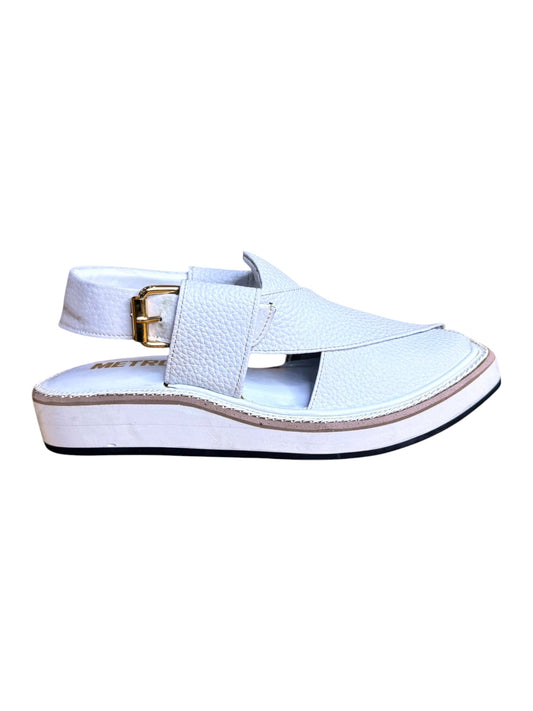 Premium White Pearl  Matte Leather Kaptaan Chappal KP#06