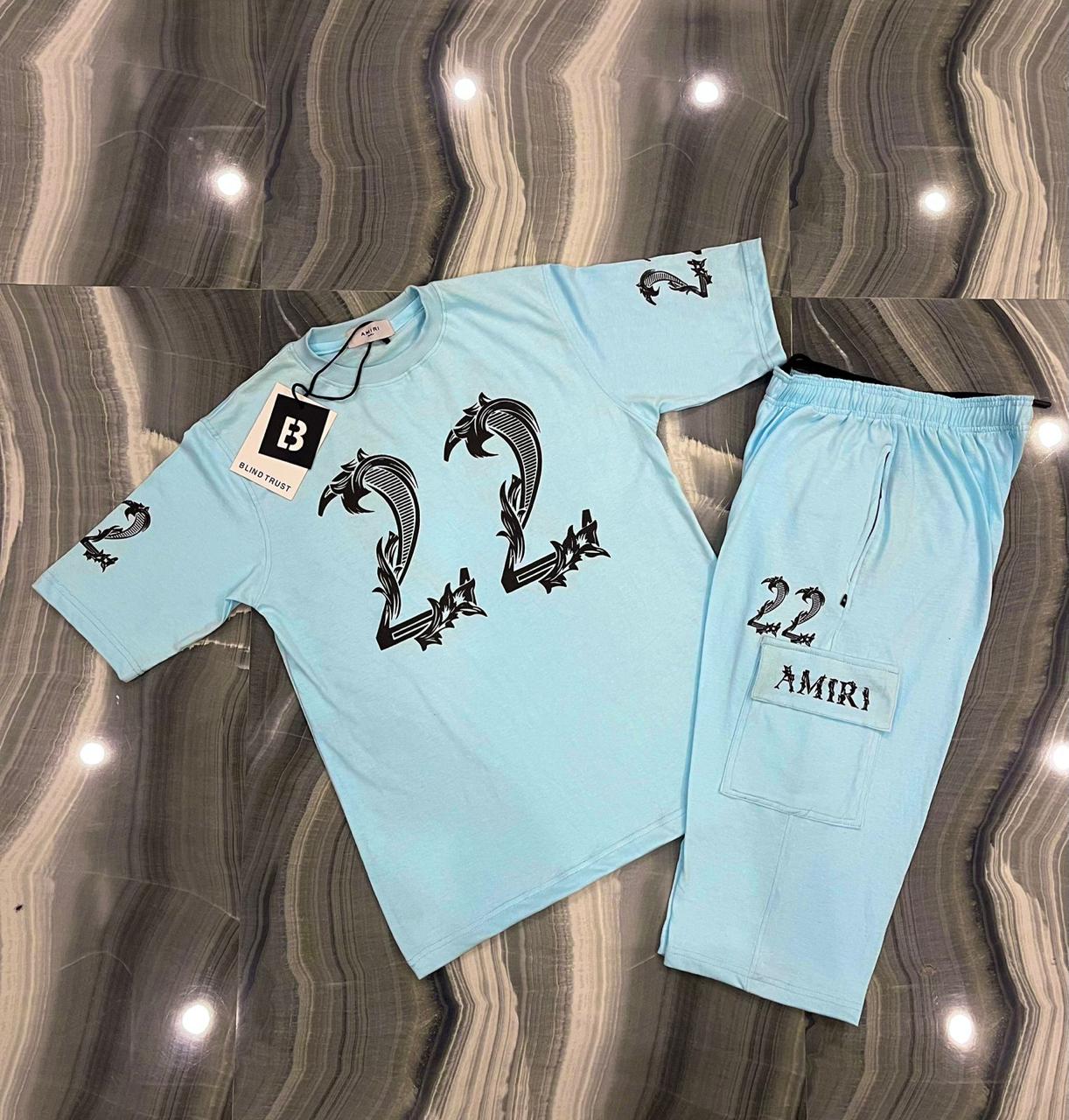 AMIRI SKY BLUE SUMMER TWIN SUITS FOR MENS ATS03