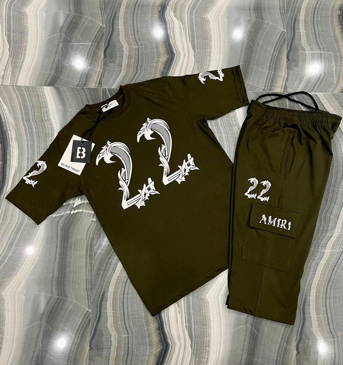 AMIRI OLIVE GREEN SUMMER TWIN SUITS FOR MENS ATS01
