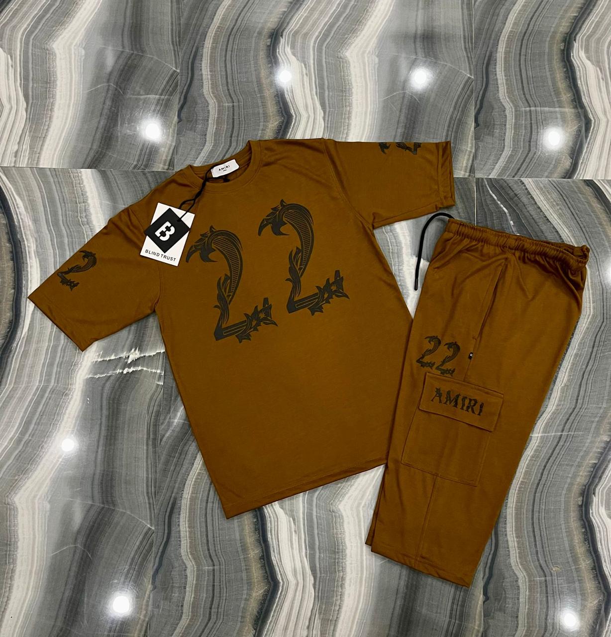 AMIRI BROWN SUMMER TWIN SUITS FOR MENS ATS04