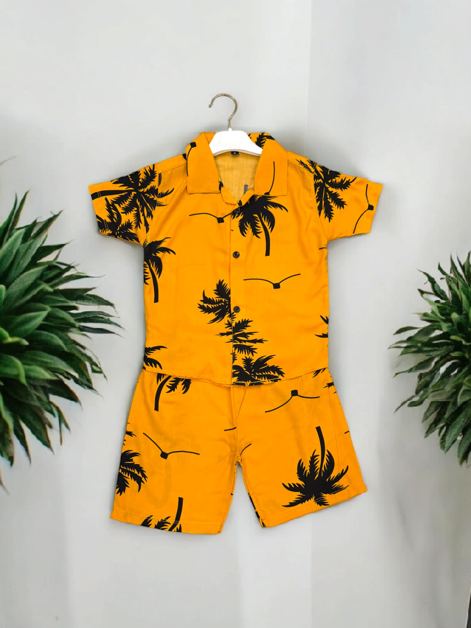 KID'S PREMIUM SUMMER STONE LILEN YELLOW TREE TRACKSUIT FOR BOY & GIRL