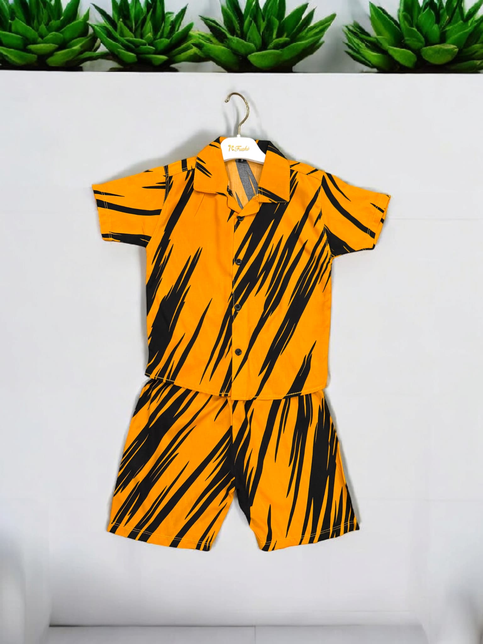 KID'S PREMIUM SUMMER STONE LILEN YELLOW TIGER TRACKSUIT FOR BOY & GIRL