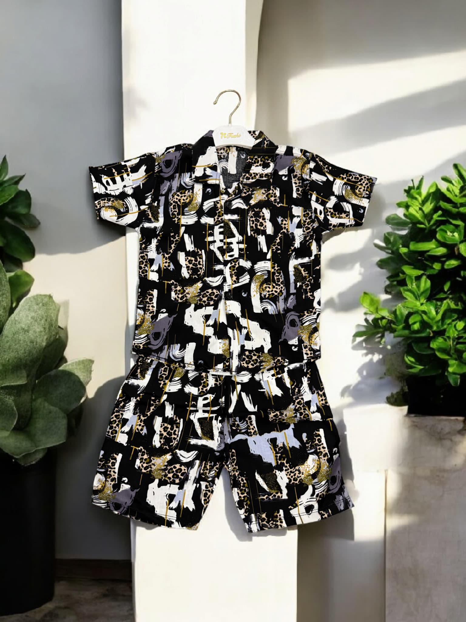 KID'S PREMIUM SUMMER STONE LILEN  BLACK ENGLISH TRACKSUIT FOR BOY & GIRL