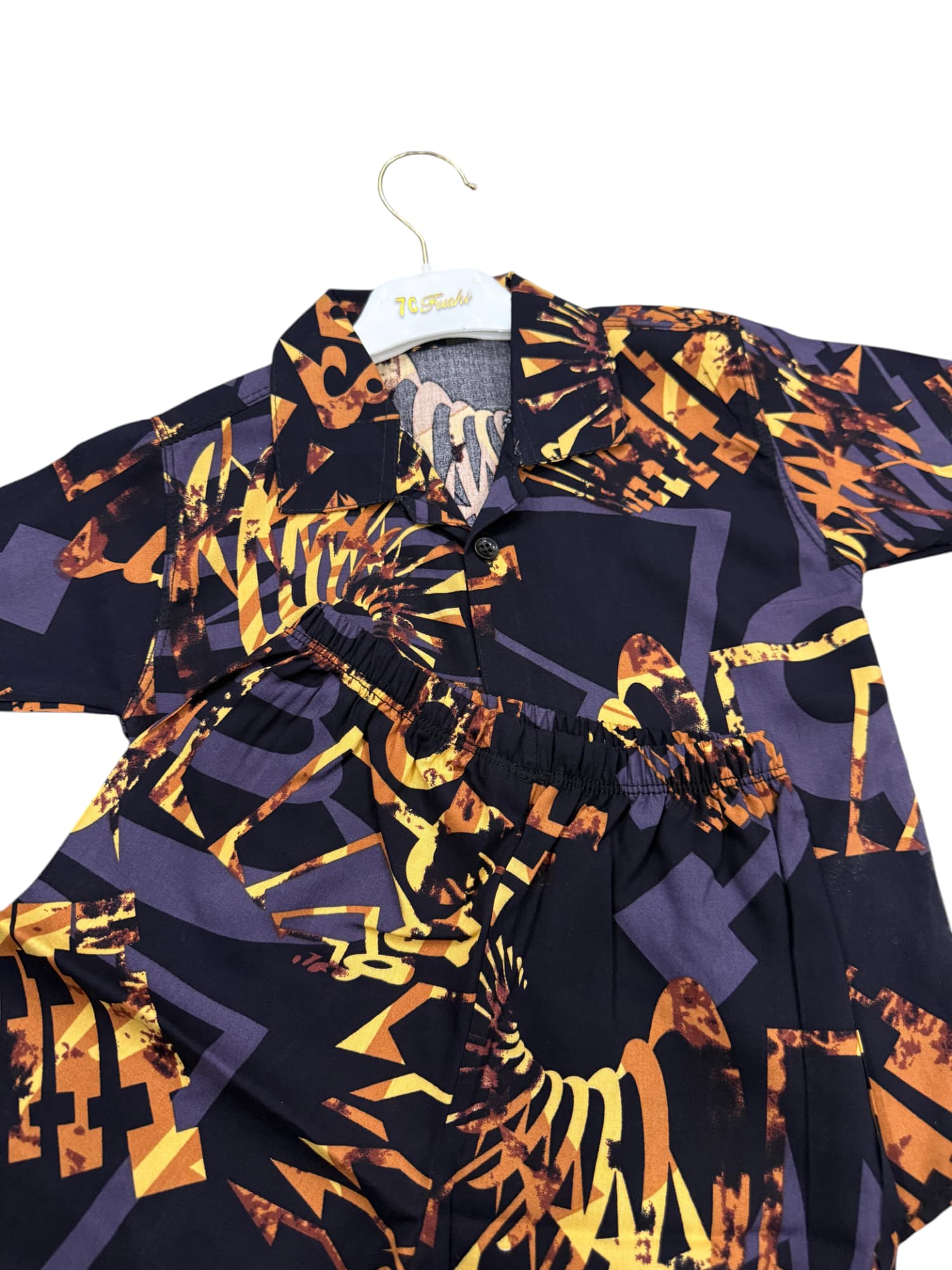 KID'S PREMIUM SUMMER STONE LILEN BLACK PURPLE SHINE TRACKSUIT FOR BOY & GIRL