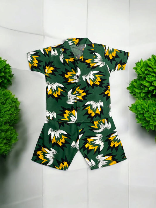 KID'S PREMIUM SUMMER STONE LILEN GREEN SHARP TRACKSUIT FOR BOY & GIRL