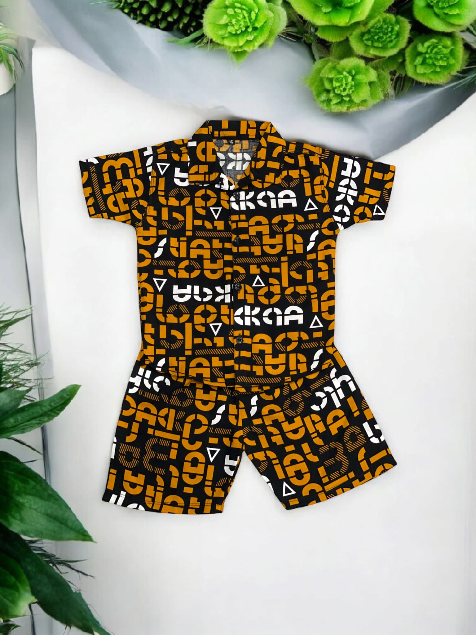 KID'S PREMIUM SUMMER STONE LILEN BROWN ALPHABET TRACKSUIT FOR BOY & GIRL