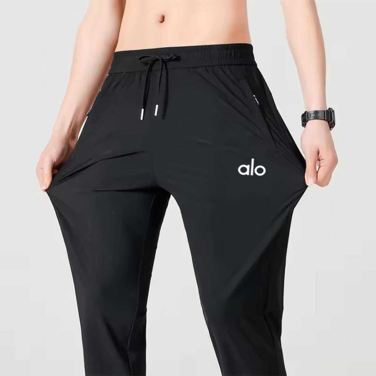 Men's premium 4 Way Lycra Black Alo  Imported Trouser