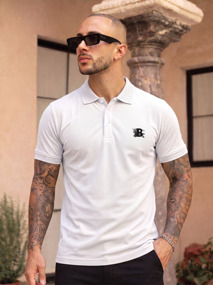 White Premium Cotton PK Polo Shirt Jacquard Rib & Collar