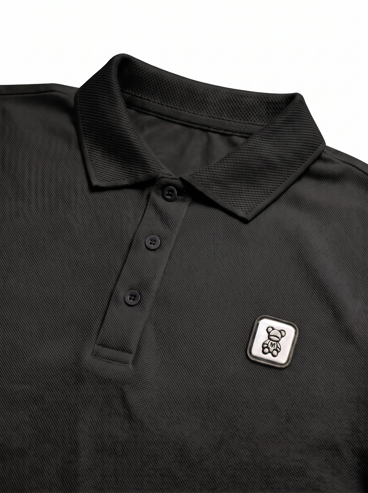 Black Premium Cotton PK Polo Shirt Jacquard Rib & Collar