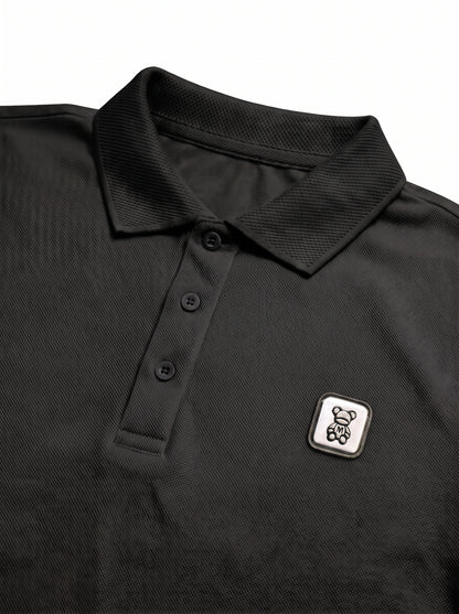 Black Premium Cotton PK Polo Shirt Jacquard Rib & Collar