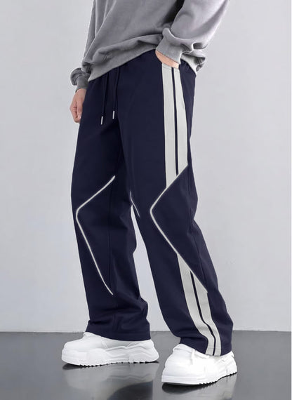 Premium Baggy Blue Micro Stretch Trouser With Silver Piping Edition