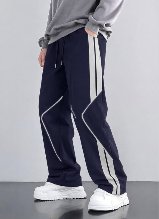 Premium Baggy Blue Micro Stretch Trouser With Silver Piping Edition