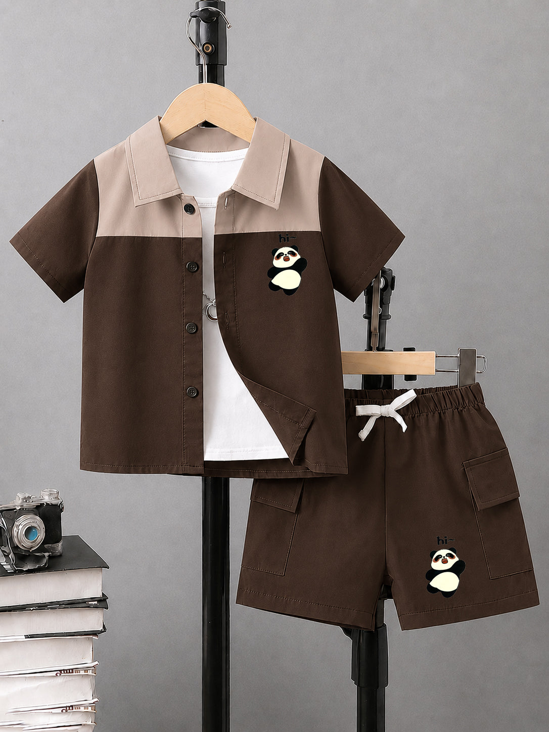 Kids Premium Micro Stretch Co-Ord Set – Brown & Skin  Summer Outfit for Boys & Girls