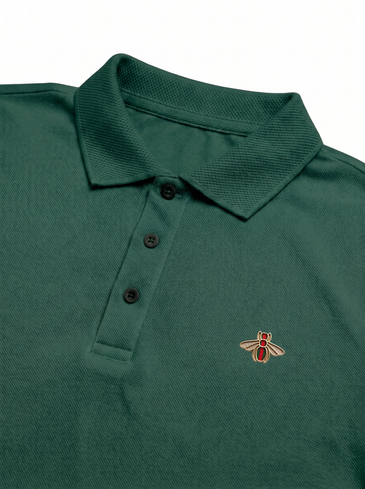 Dark Green Premium Cotton PK Polo Shirt Jacquard Rib & Collar