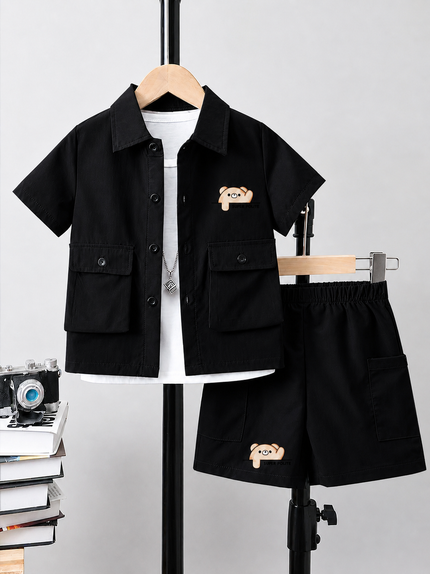 Kids Premium Micro Stretch Co-Ord Set – Jet Black  Summer Outfit for Boys & Girls
