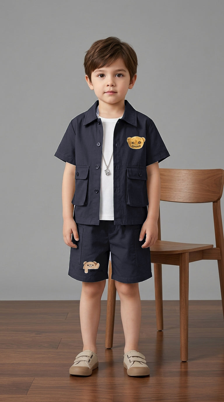 Kids Premium Micro Stretch Co-Ord Set – Dark Gray Summer Outfit for Boys & Girls