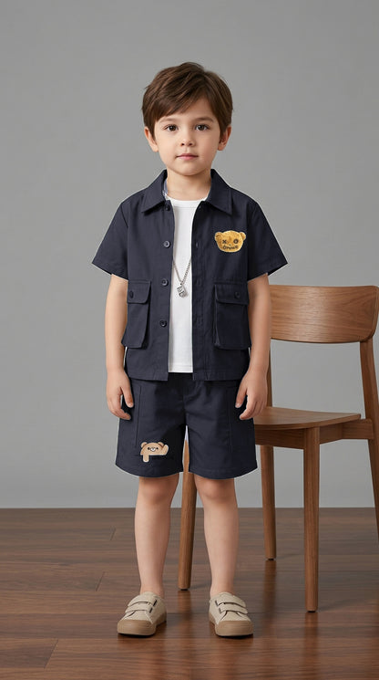 Kids Premium Micro Stretch Co-Ord Set – Dark Gray Summer Outfit for Boys & Girls